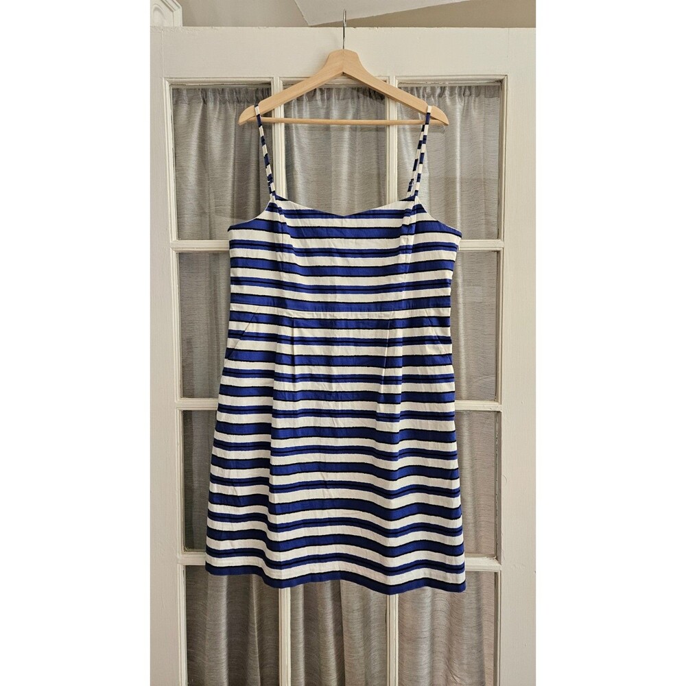 Gap Connie Sateen Blue Striped Empire Waist Sun Dress - size 18